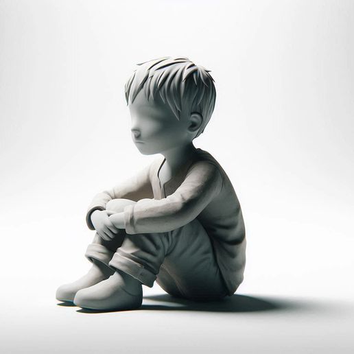 Unhappy Kid Sitting Statue Golden Mother’s Day Gift