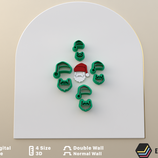 POLYMER CLAY CUTTERS Santa Claus 4 size 2 version cut/EULITEC.COM/CC/COPYRIGHTED LICENSE 3D model