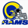 Rams-Helmet-Logo.png LA Rams Logo Helmet with Wordmark Plaque - Wall Hangable with Keyhole
