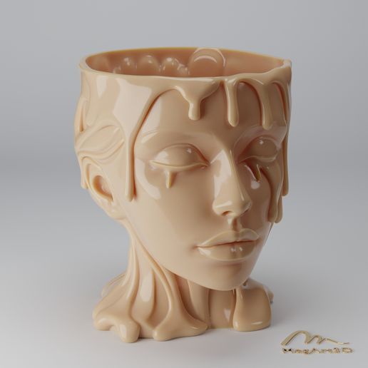 Melting Face Planter - Surreal Head Vase