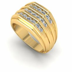 Final-Views-file_001_White-Matte_Yellow-Gold_Diamond.jpg Archivo STL Anillo joya 3D Modelo 716-R・Plan imprimible en 3D para descargar