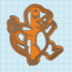 004-Charmander.png Fichier STL gratuit Pokemon : Découpeur de biscuits Charmander・Modèle à télécharger et à imprimer en 3D