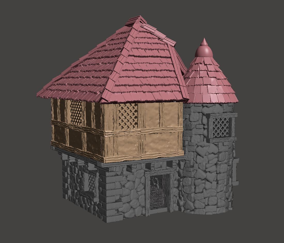 th1.JPG Archivo STL gratis Escala de 28mm Estilo Tudor Medieval Casa de Guerra / Edificio・Plan de la impresora 3D para descargar, BigMrTong