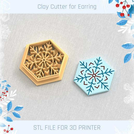 Snowflake Clay Cutter, Winter Earring Cutters, Christmas Clay Cutters, Mini Clay Cutters 3 Sizes 3D model