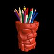 TotemPencilHolderClayPreview0003.jpg Totem Pole Pencil Holder