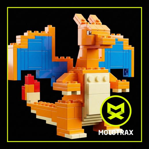 🧱 CHARIZARD - BRICK STYLE VOXEL STATUE - POKEMON EVOLUTION - EPIC FIRE ...