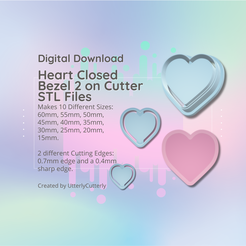 Cover-7.png Clay Cutter STL File - Heart Closed Bezel 2 - Earring Digital File Download- 10 sizes and 2 Cutter Versions, cookie cutter