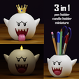 kingboo_stardemy.png King Boo Candle Pen Holder Planter Mario Halloween