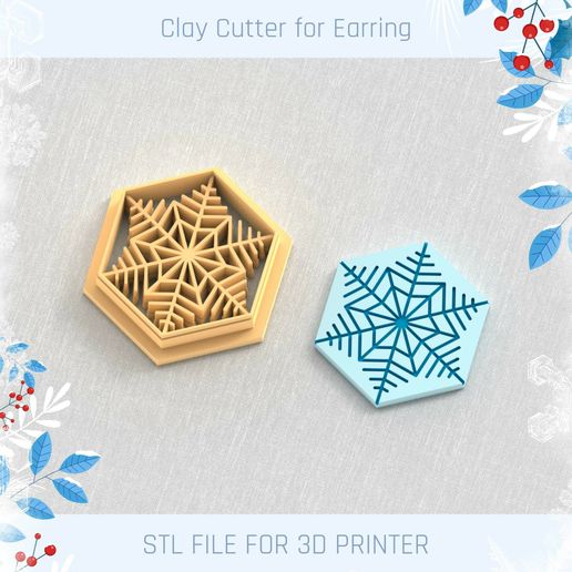 Snowflake Clay Cutter, Winter Earring Cutters, Christmas Clay Cutters, Mini Clay Cutters 3 Sizes 3D model
