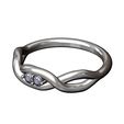 Diamond-link-Overlapping-knot-band-size6to10-12.jpg Anel de ligação com nó sobreposto e torcido de diamante tamanhos 6 a 10 Modelo de impressão 3D