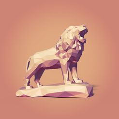 I1.jpg Low Poly Lion Statue --  Ready for 3D Printing