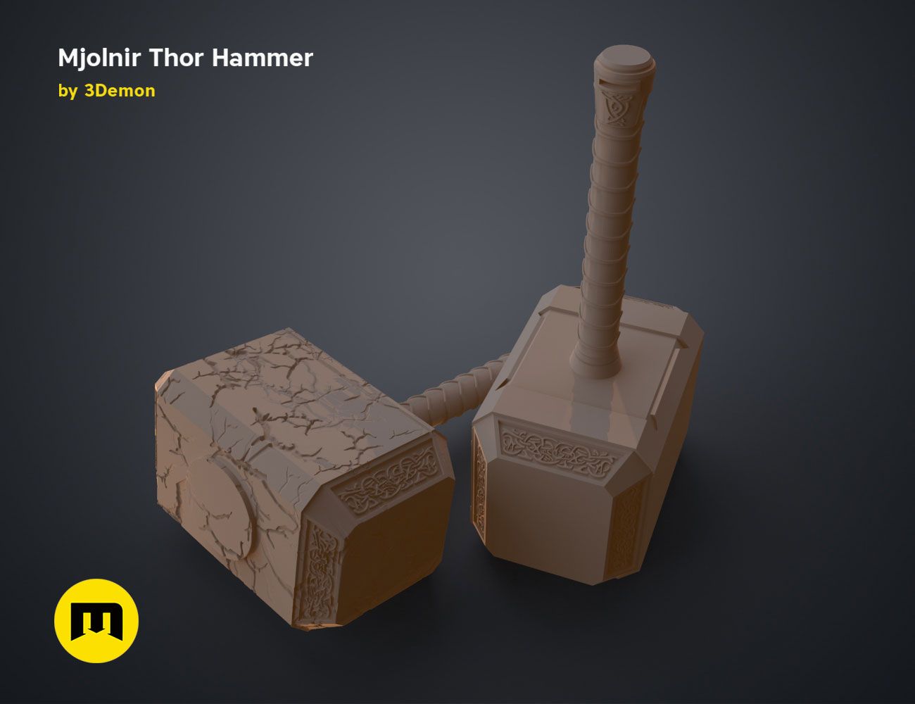 Thor-Mjolnir_NEW-render-scene-basic-8.jpg 3D-Datei Mjolnir-Hammer (Liebe und Donner)・3D-druckbares Design zum Herunterladen, 3D-mon