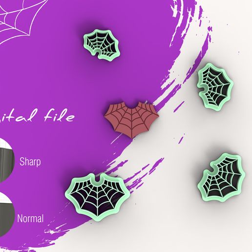 Spider Web Half Polymer Clay Cutter | Digital STL File | 4 Sizes | 2 Cutter 3D model