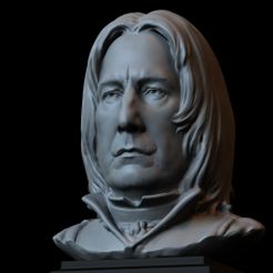 01.jpg 3D-Datei Severus Snape (Alan Rickman) 3d Printable Model, Büste, Portrait, Skulptur, 153mm hoch, downloadbare STL-Datei・3D-druckbares Modell zum Herunterladen