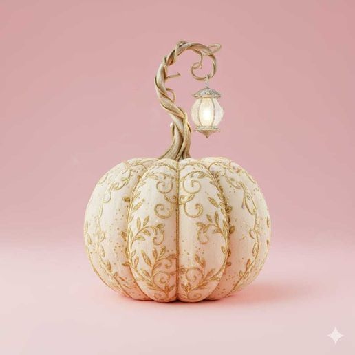 cute kawaii pumpkin with fairy lantern fairy decoration 3D model