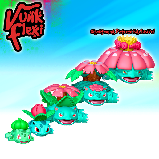 CGImages18.png Ivysaur Pokemon MultiColor Flexi Print-In-Place + figure & keychain