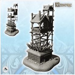 1.jpg STL file Wooden outpost with two adjoining towers with thatched or wooden roof (8) - DnD Wargaming Medieval War of the Rose Saga・3D printer design to download