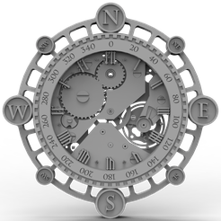 Clock-Compass.png Modèle 3D Fichier STL pour CNC Router/Laser & 3D Printer Horloge Boussole