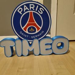 20230917_232640.jpg Fichier STL Lampe prénom Timeo PSG・Modèle à imprimer en 3D à télécharger