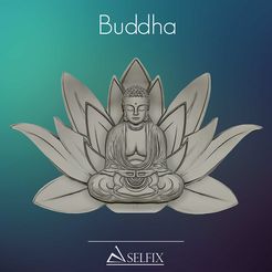 01.jpg Télécharger fichier OBJ Modèle 3D de Bouddha sur une sculpture symbolique en relief du Lotus sacré • Modèle imprimable en 3D, selfix