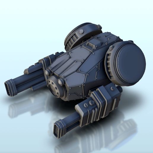 16.jpg STL file Compact dual-barrel drone 3 (+ supported version) - Vehicle aircraft SF Science-Fiction・3D printable model to download, Hartolia-Miniatures