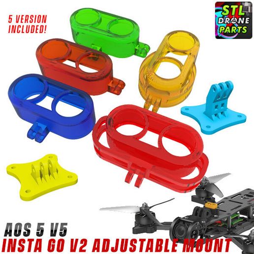 🛸 AOS 5 V5 Insta Go V2 Adjustable Mount・Archivo STL para Impresión 3D・Cults
