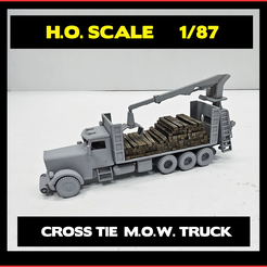 TITLE-PIC.png STL file M.O.W. CROSS TIE TRUCK WITH GRAPPLE CRANE 1/87 ho scale・Model to download and 3D print