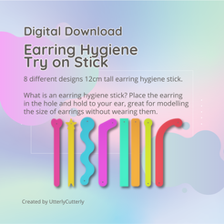 Cover-7.png Earring Hygiene Try on Stick STL - 8 Different Designs STL Digital File Download- Print Yourself Digital File