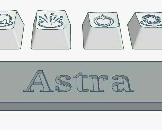 Valorant Astra Abilities Custom Keycaps Debossed Design - 3D model önizlemesi