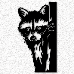 project_20230518_0956393-01.png Fichier STL art mural raton laveur sur arbre décoration murale animaux des bois 2d art・Plan pour impression 3D à télécharger