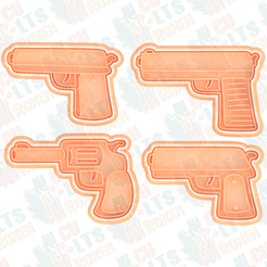 Guns-cookie-cutter-set-of-4.png 3D file Guns cookie cutter set of 4 *・Design to download and 3D print, roxengames