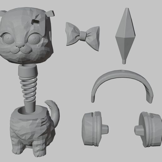 🐱 Cat Sims meme - Moving head・ STL File for 3D printing・Cults