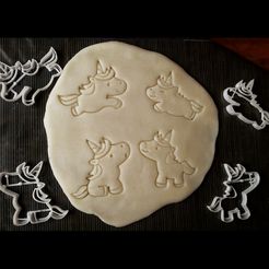 Unicornios.jpeg x4 Unicorns cute - cookie cutter, dough - kawaii, baby face