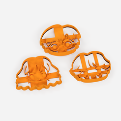harry potter x3 pack.png Free 3D file Harry Potter cookie cutter set x3 - cookie cutters x3 units・3D print object to download