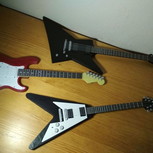 🎸 Gibson Flying V mini guitar model・Free STL File for 3D