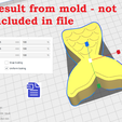 Result from mold - not included in file 3pc Mermaid Tail Push Mold