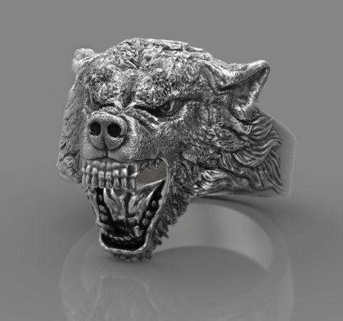 買い誠実 ring・ head Wolf 🐺 STL printing・Cults 3D for File 小物