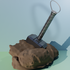 Mljonir01_00.png Download STL file Mjolnir, Thor's Hammer In Rock • 3D printable model, JuniorKA