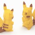pokemon_dual_pikachu.jpg Free STL file Low-Poly Pikachu - Multi and Dual Extrusion version・Object to download and to 3D print