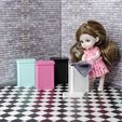 DSC_3720.jpg Miniature Laundry Basket 1/12 scale for dollhouse bathroom. Dollhouse bathroom modern furniture & accessories
