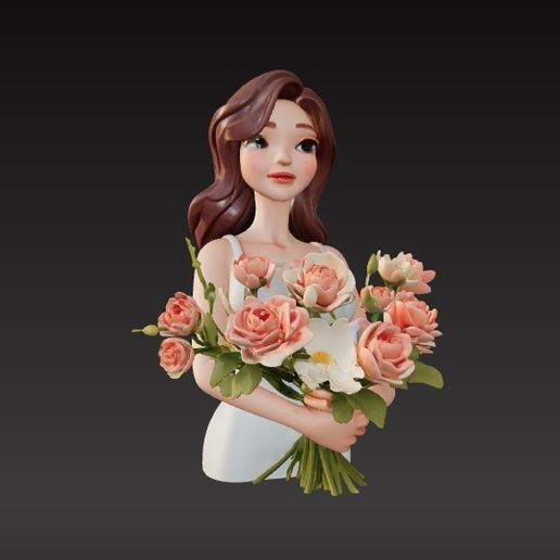 girl with flowers 3D model