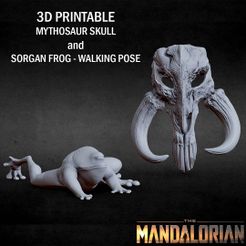 MYTH_SORGAN-WALK-CULTS3D.jpg STL file 3D PRINTABLE MYTHOSAUR SKULL SORGAN FROG WALKING THE MANDALORIAN・Model to download and 3D print