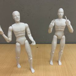 d18b4e89-390f-4f4f-9320-67a675639e71.jpg STL file 18cm tall poseable figure with flange-less joints with interchangeable heads and hands・3D printing idea to download