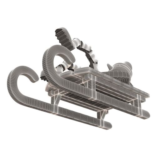 Wireframe-High-MS-52.jpg Christmas Sleigh with Melted Flexi Snowman.Print-in-place. (No Supports and no Rafts)
