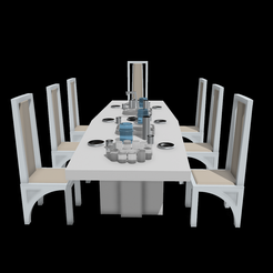 patreon.com/charveys3d Файл 3D Звездные войны Беспин Облачный город Обеденный стол и стулья для фигурок 3,75" и 6"・Дизайн для загрузки и 3D-печати