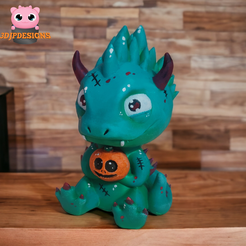 PhotoRoom-20230918_094401.png 3D file Cute Dragon Pen Holder Halloween Edition ( No Support )・3D print object to download
