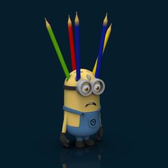 lapicero-1.jpg STL file Minions - Pencil Holders and Brushes・Design to download and 3D print