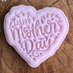 20230103_092949.jpg STL file Happy Mother's Day Heart Shaped Cookie Cutter Stamper Embosser・3D print object to download