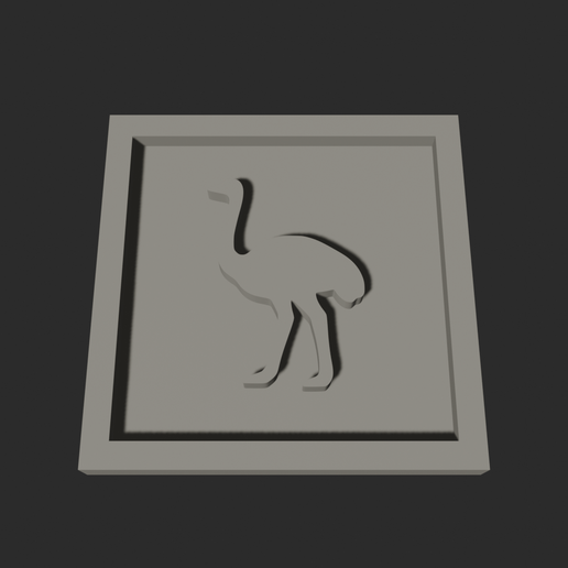 Ostrich Square – 3D Printable Game Token