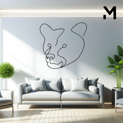 bear2.png Wall silhouette - One line - bear2